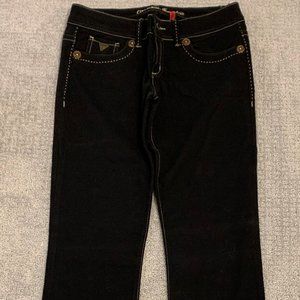 NWOT Black Guess Embroidered Straight Leg Pants